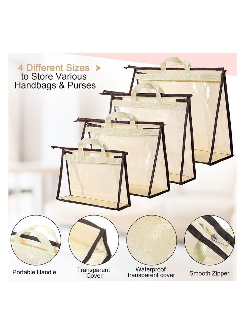 4 Pack Handbag Dust Bags Clear Purse Storage Organizer for Closet, Zipper Hanging Storage Bag for Handbags  - Image 2