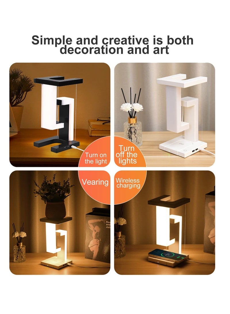Captaintech Touch Control Bedside Table Lamps with USB Port, Modern Floating Nightstand Lamp with 10W Fast Wireless Charger, 3-Way Dimmable LED Smart Night Light Lamp for Bedroom Table Living Room Decor - Image 5