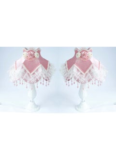 Netten Evime 1 Pink Flower Decorated Lampshade Pink Classic Fabric  - Image 2
