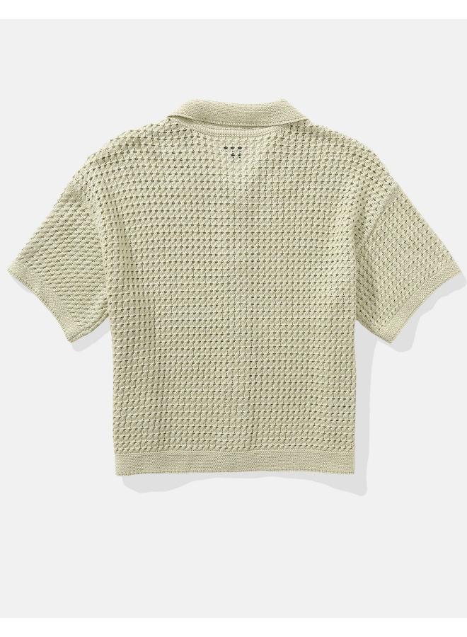 American Eagle AE Short-Sleeve Collared Cardigan  - Image 2
