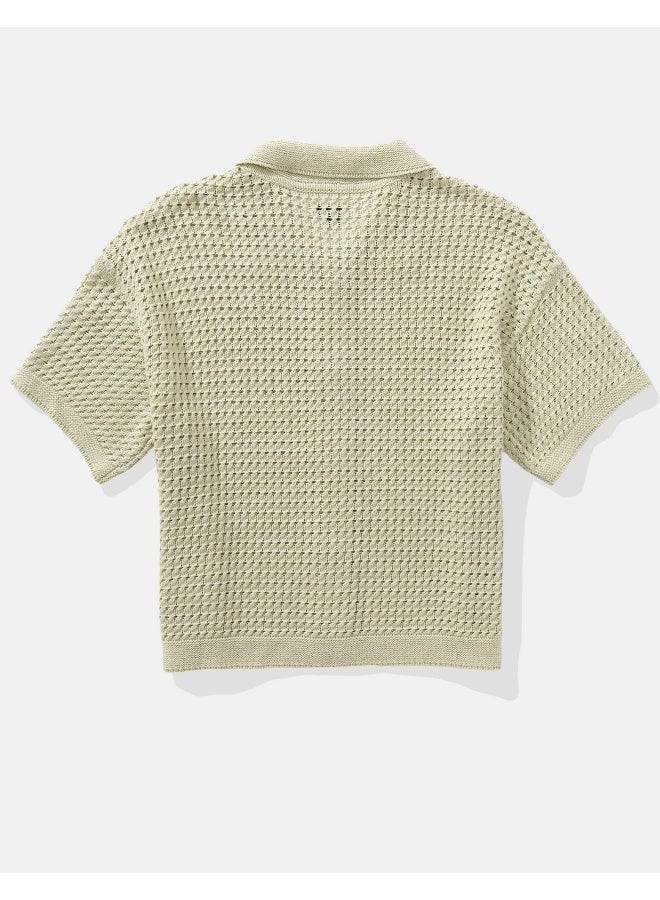 American Eagle AE Short-Sleeve Collared Cardigan  - Image 3