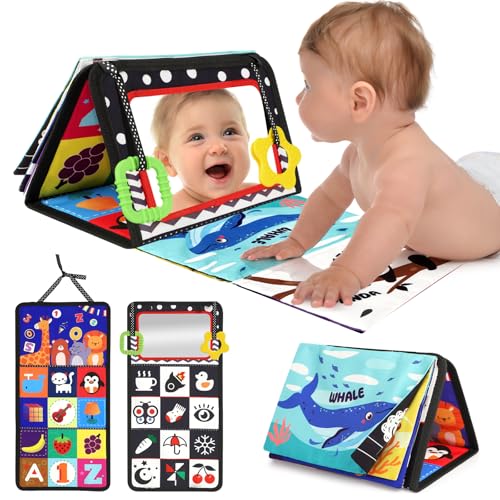 URMYWO Tummy Time Toys Black and White High Contrast Baby Toy for Newborn Baby Visual Stimulation Mirror Montessori Sensory Crinkle Toy for Infant 03612 Months Boy Girl Shower Gifts - Image 1