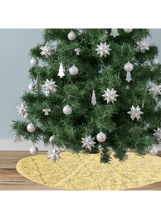 CCOVERY 48 Inch Gold Festival Tree Skirt Large Xmas Tree Skirt with Socks Decoration Gold  - Image 4