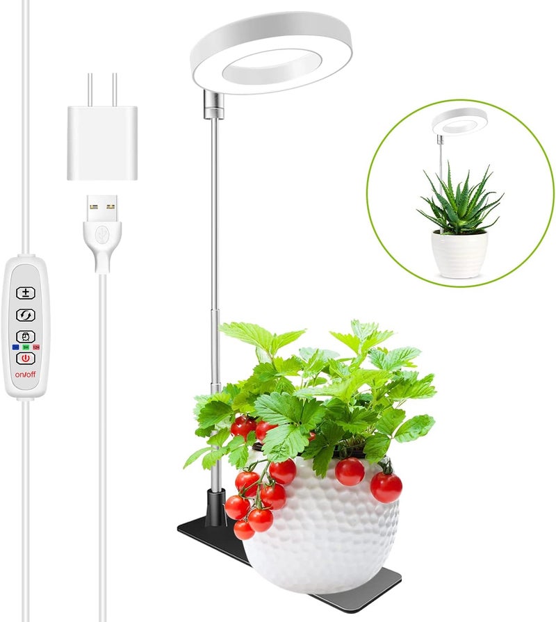 كشاف نباتي من كولسينسس بتقنية LED وطيف كامل، يحتوي على 48 مصباح LED، كشاف نباتي صغير قابل لتعديل الارتفاع مع قاعدة قابلة للإزالة، مزود بمؤقت تلقائي، 10 مستويات سطوع، 3 أوضاع إضاءة، إضاءة مثالية لنمو النباتات. - Image 1