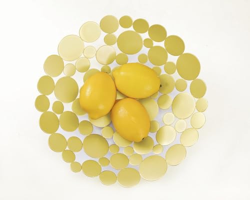 IBWell Decor Metal Fruit Bowl, Modern Kitchen Fruit Basket, Large Round Kitchen Basket, for Fruit, Vegetable, Bread, Candy and Nut - Gold - Image 4