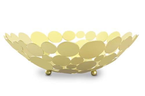 IBWell Decor Metal Fruit Bowl, Modern Kitchen Fruit Basket, Large Round Kitchen Basket, for Fruit, Vegetable, Bread, Candy and Nut - Gold - Image 2