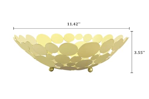 IBWell Decor Metal Fruit Bowl, Modern Kitchen Fruit Basket, Large Round Kitchen Basket, for Fruit, Vegetable, Bread, Candy and Nut - Gold - Image 3
