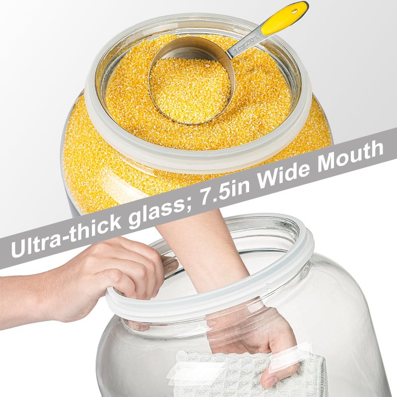 Daitouge Large Glass Jars with Lids, 5.5 Gallon (21000 ML) Glass Canisters - Super Wide Mouth Glass Jar Heavy Duty Glass Storage Jars with Lid for Storing Flour, Rice, Set of 1 - Image 3