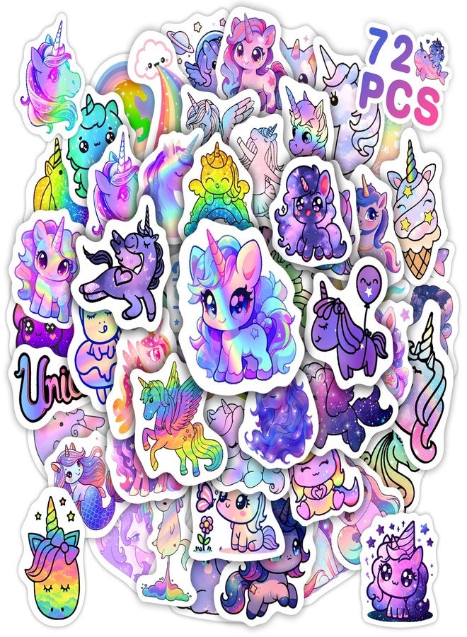 Robmoda Holographic Unicorns Water Bottle Kids Stickers, 70 Pcs Animal Vinyl Waterproof Decals for Laptop, Phone Case Scrapbooking Decor for Teens Girls Boys Adults - Image 1