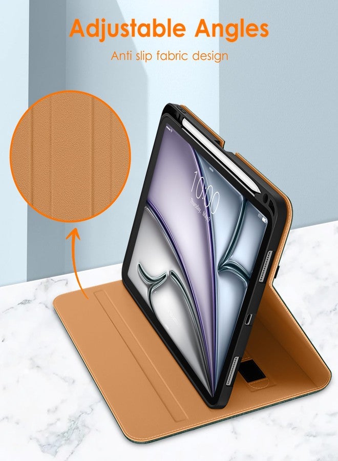 دتو جراب DTTO لجهاز iPad Air مقاس 11 بوصة، طراز M3/M2 (2025/2024)، متوافق مع iPad Air الجيل الخامس/الرابع (2022/2020)، غطاء فاخر من الجلد الطبيعي مع حامل قلم - خاصية التشغيل/الإيقاف التلقائي، لون أخضر داكن - Image 3