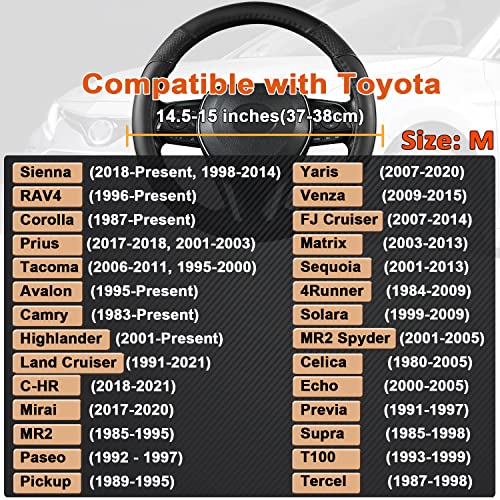 GIANT PANDA Steering Wheel Cover for Toyota, Auto Car Steering Wheel Cover for Toyota Highlander Rav4 Corolla Camry - Solid Black - Image 3