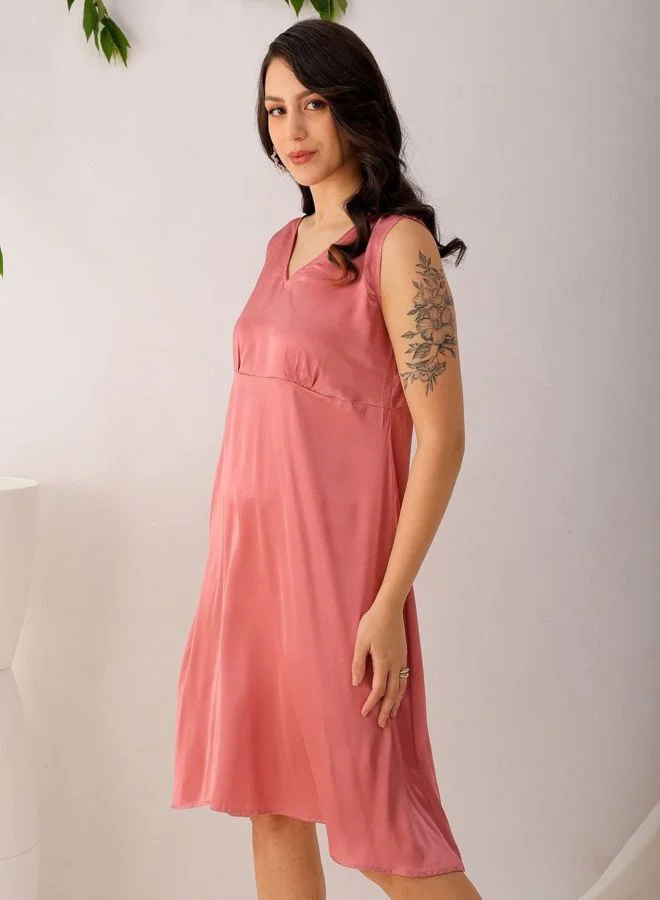 Freehand  Women Fit and Flared Solid V-Neck Sleeveless Pinafore Dress for Women | Best Price UAE