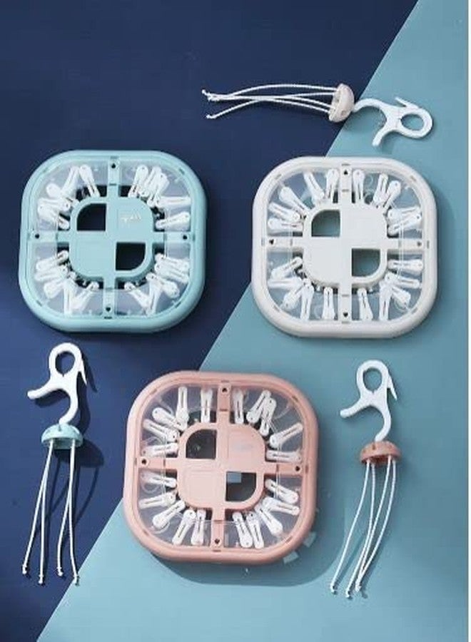Mayatra's Baby Cloth Hanger Stand,Cloth Drying Stand Hanger with 20 Clips/pegs, Round Shape Cloth Hanger - Image 3