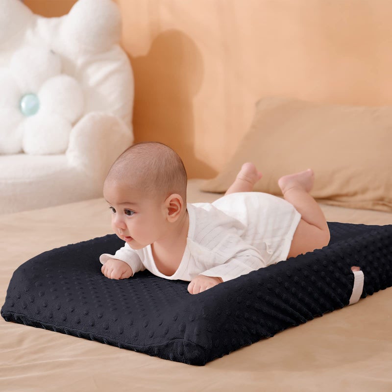 Aullar Solid Changing Table Pad Cover Cradle Sheet, Fits 32"/34''x16 Contoured Diaper Changing Pad, Ultra Soft Cozy Dots Plush Changing Table Covers, Breathable Wipeable Removable (Black) - Image 3