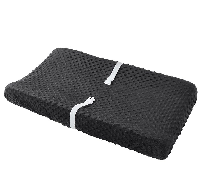 Aullar Solid Changing Table Pad Cover Cradle Sheet, Fits 32"/34''x16 Contoured Diaper Changing Pad, Ultra Soft Cozy Dots Plush Changing Table Covers, Breathable Wipeable Removable (Black) - Image 4