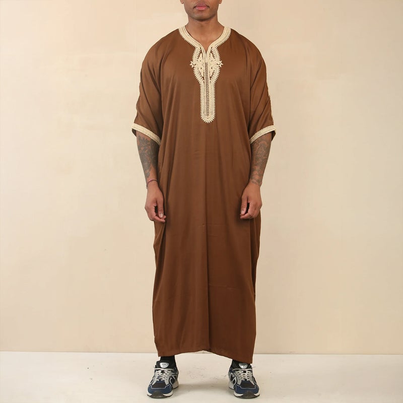 Men's Embroidered Long Kurta with Side Pockets - Image 3