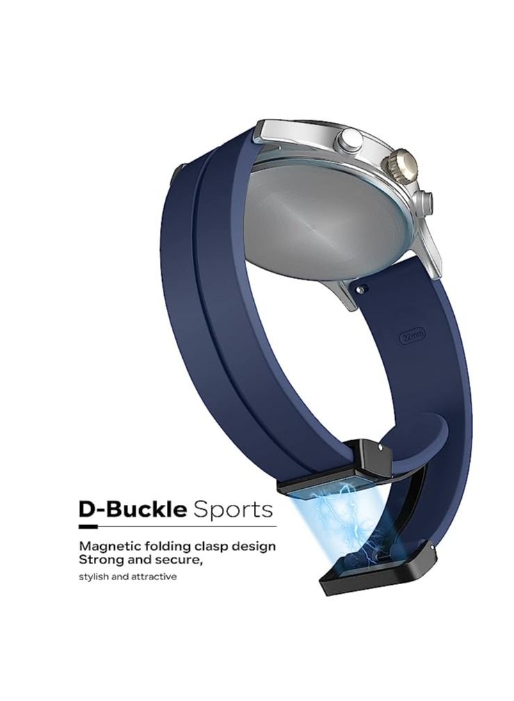 22mm Silicone Strap With Magnetic Folding Buckle For Huawei GT2E  46mm - Blue - Image 3