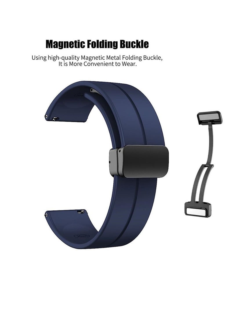 22mm Silicone Strap With Magnetic Folding Buckle For Huawei GT2E  46mm - Blue - Image 2
