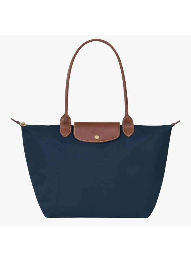 Longchamp Women’s Camera Shoulder Bag | Large Capacity Tote | Recycled Polyamide Canvas | Leather Trim | Zip Closure | 28cm- Blue - Image 1