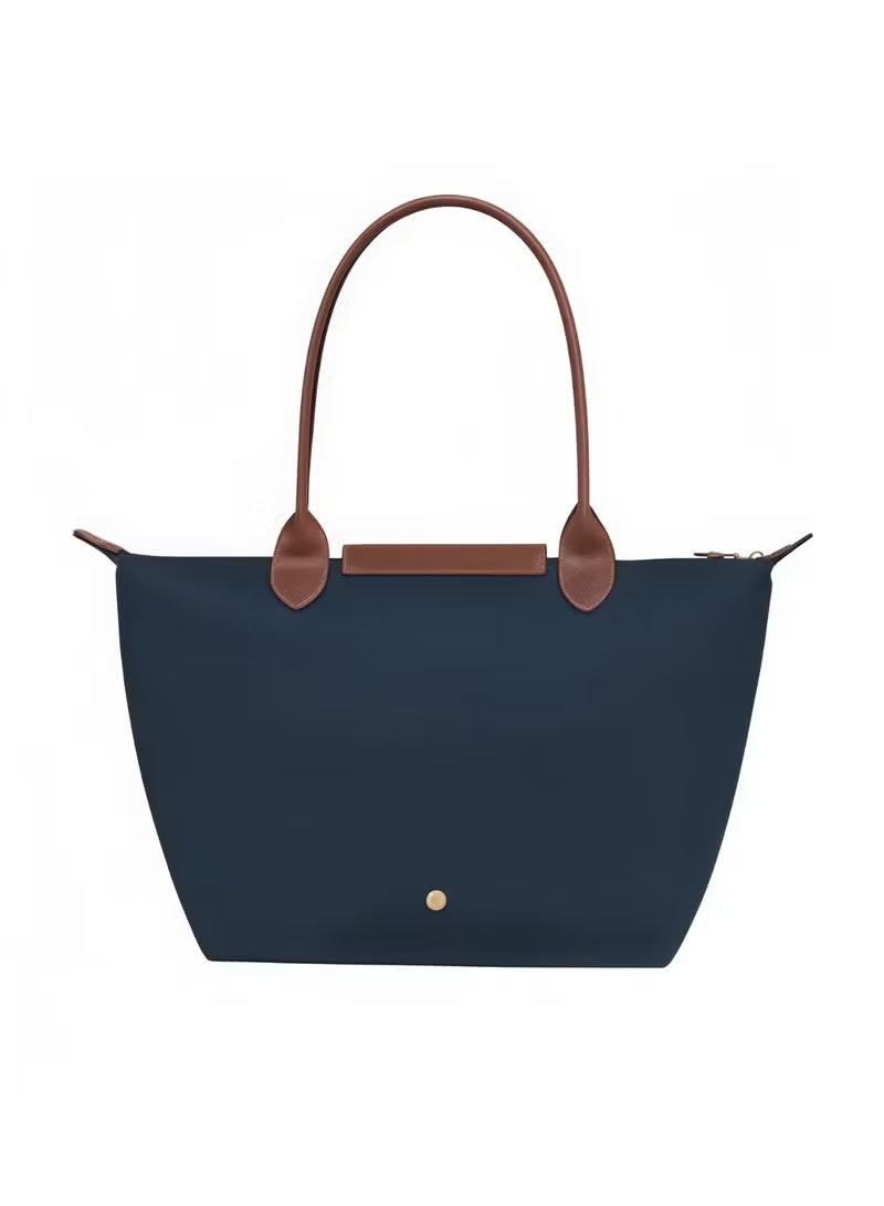 Longchamp Women’s Camera Shoulder Bag | Large Capacity Tote | Recycled Polyamide Canvas | Leather Trim | Zip Closure | 28cm- Blue - Image 4