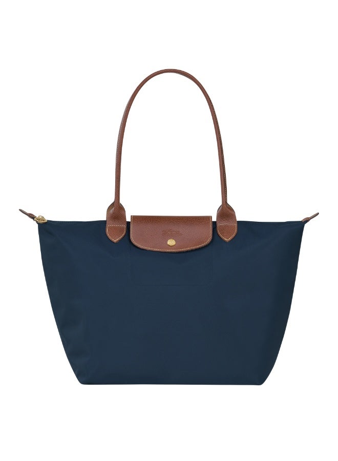 Longchamp Women’s Camera Shoulder Bag | Large Capacity Tote | Recycled Polyamide Canvas | Leather Trim | Zip Closure | 28cm- Blue - Image 5