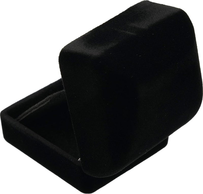 Luxury Black Velvet Jewelry Box, Ring Box with Flip Lid - 1 Piece (Black) - Image 1