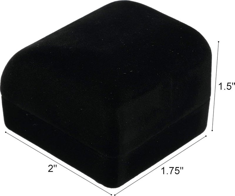 Luxury Black Velvet Jewelry Box, Ring Box with Flip Lid - 1 Piece (Black) - Image 3
