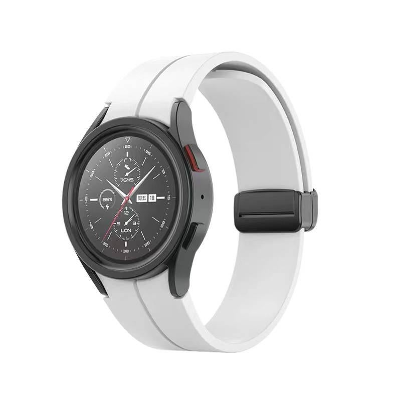 Adjustable Silicone Sport Smartwatch Band Compatible with Samsung Galaxy Watch 5 with Fit Soft Strap and Quick Daily Replacement White - Image 1