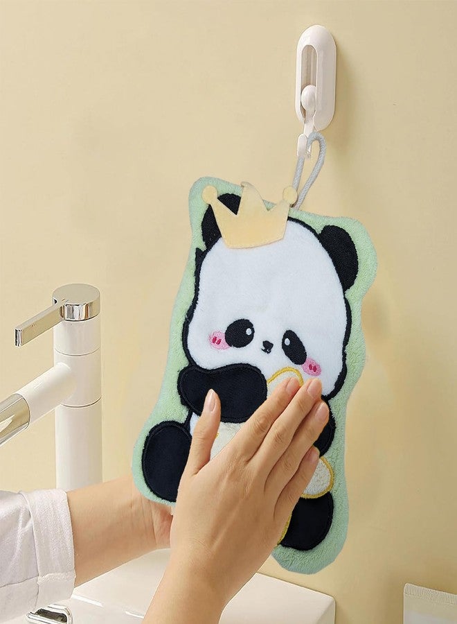 USTIDE 2Pcs Cute Panda Hand Towels Set Soft Absorbent Funny Panda with Star Coral Fleece Hanging Towels Washcloths for Bathroom Washroom - Image 3