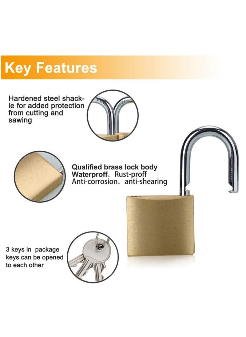 ECVV 1 Pack Padlock Waterproof Solid Brass Lock 75MM - Padlock with Keys for Sheds | Storage Unit | School | Gym Locker  | Toolbox | Hasp Storage | - GOLD | Fence - pzsku/ZF2EEF28ACCC3D7E1F3D0Z/45/_/1737611017/98eba478-869a-45a8-a76a-0fea1a5a245e