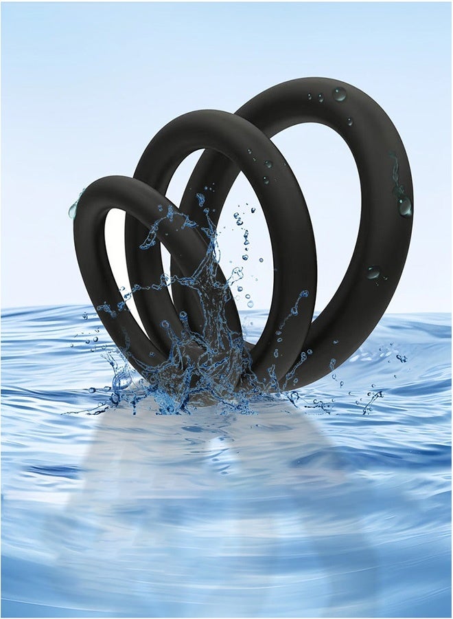 GMORO Silicone Sports Rings for Men 3 Pack Stretchable Soft Waterproof Elastic Exercise Resistance Rings Durable Wear Resistant for Home Daily Use - Image 3
