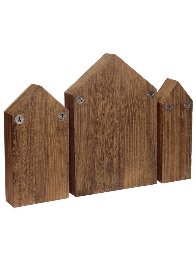 Ikee Design Houseshaped Wooden Shadow Cubby Box Display Shelf Organizer Storage Shadow Box For Mini Figures Set Of 3 Brown Color 10" W X 2 1 4" D X 15" H - Image 5