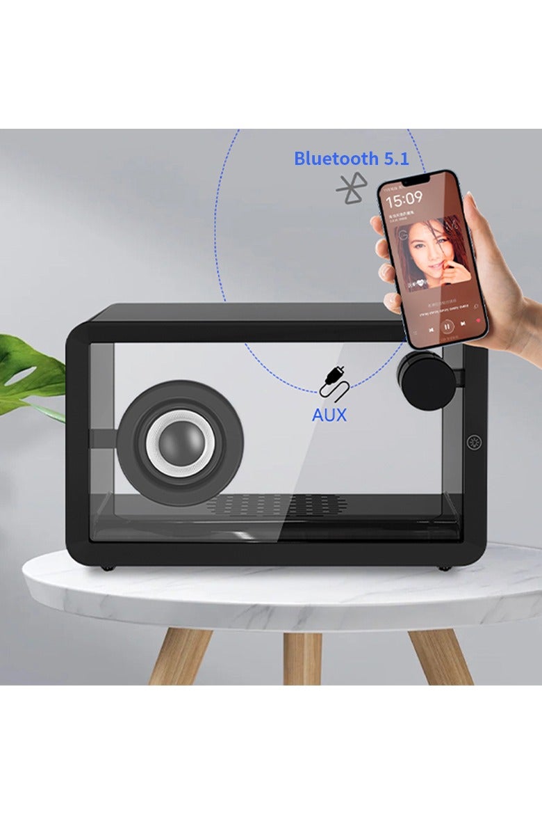 حصريا مكبر صوت بلوتوث شفاف محمول - مكبر صوت صغير بسيط لسطح المكتب ملون RGB مزود بإضاءة LED  - Image 1