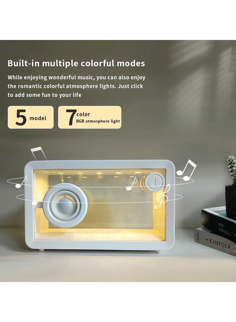 حصريا مكبر صوت بلوتوث شفاف محمول - مكبر صوت صغير بسيط لسطح المكتب ملون RGB مزود بإضاءة LED  - Image 4