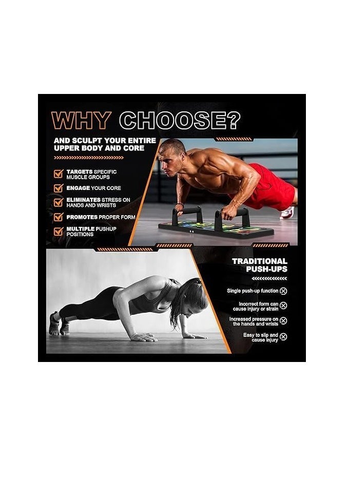 SPORTQ®️ Foldable Push Up Board with Resistance Band Multi-Function, Professional Chest Muscle Exercise Equipment with Strong Training Arm, Suitable for Home Gym