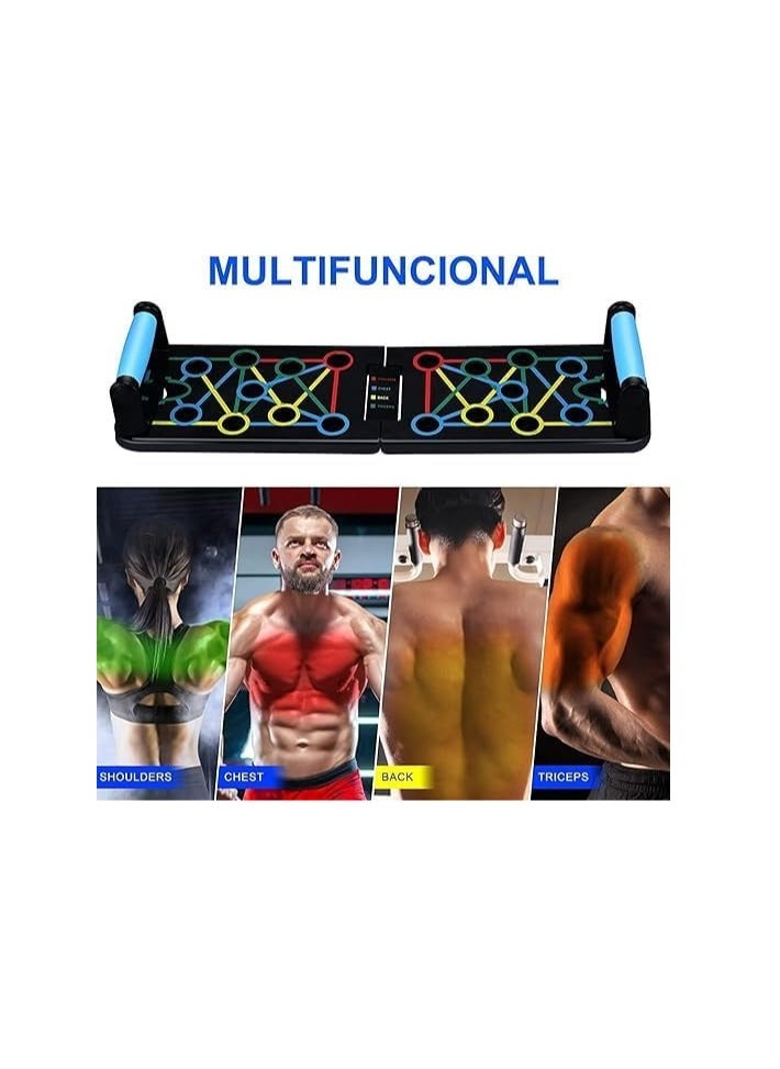 SPORTQ®️ Foldable Push Up Board with Resistance Band Multi-Function, Professional Chest Muscle Exercise Equipment with Strong Training Arm, Suitable for Home Gym