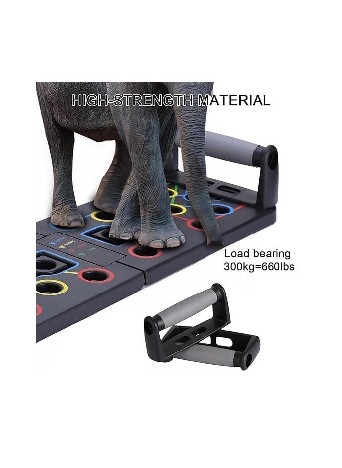 SPORTQ®️ Foldable Push Up Board with Resistance Band Multi-Function, Professional Chest Muscle Exercise Equipment with Strong Training Arm, Suitable for Home Gym