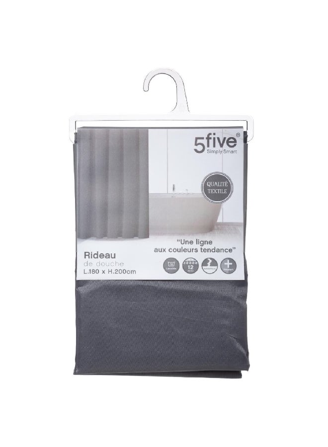 Five Simply Smart Plain Shower Curtain Grey 180 x 200 cm 105656 - Image 4