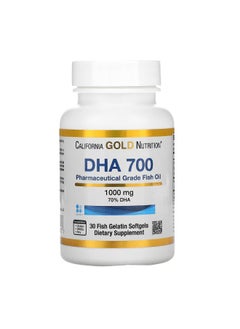 DHA 700 Fish Oil Pharmaceutical Grade 1000 mg 30 Fish Gelatin Softgels