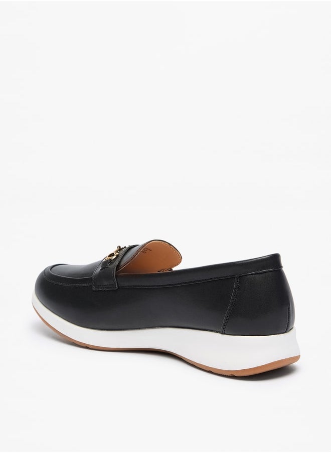 Flora Bella By Shoexpress - Solid Slip-On Loafers with Metal Accent - Image 1