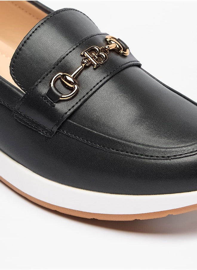 Flora Bella By Shoexpress - Solid Slip-On Loafers with Metal Accent - Image 1