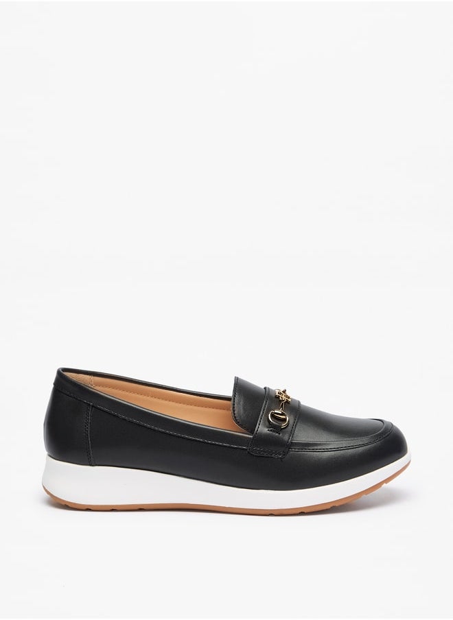 Flora Bella By Shoexpress - Solid Slip-On Loafers with Metal Accent - Image 1