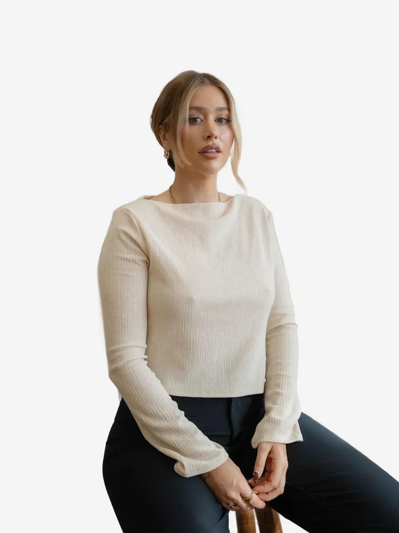 Hiccup Ivory Natural Jolie High Neck Top for Women | Best Price UAE
