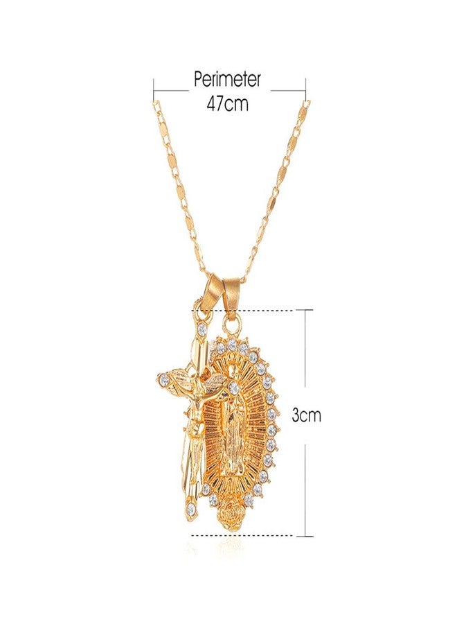 FUTIMELY Virgin Mary Cross Pendant Necklace for Women 14K Gold Plated Catholic Christian Jesus Cross Chain Necklace Easter Jewelry - Image 4