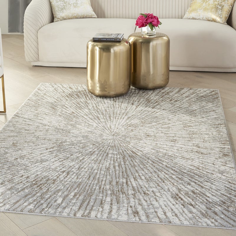 Nourison Inspire Me Home Dcor Metallic Modern Grey Mocha 53 x 73 Area rug Easy cleaning Non Shedding Bed Room Living Room Dining Room Kitchen 5x7