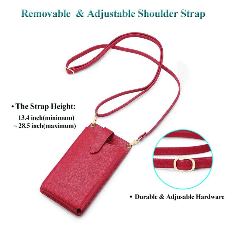Peacocktion Small Crossbody Vegan Leather Purses for Women Travel Bags for Women with Card Slot Phone Pocket Red - Image 5