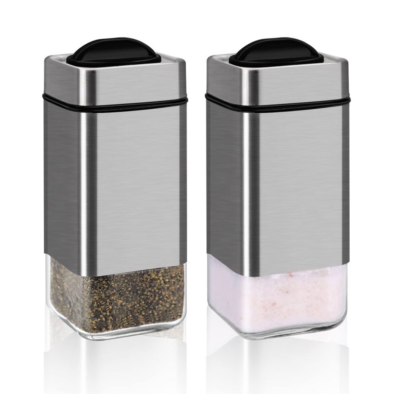 Aelga Salt and Pepper Shakers by Aelga, Glass Salt Shaker Set with Adjustable Pour Holes, Ideal for Black Pepper, Kosher and Himalayan - Image 4
