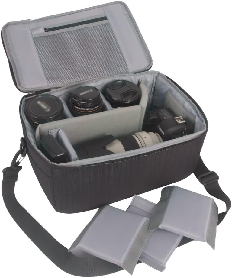Koolertron حقيبة إدخال كاميرا Koolertron DSLR حقيبة يد عالمية بطانة كيس عدسة قسم غطاء واقي مضاد للماء لكانون/نيكون/سوني (أسود) - Image 5