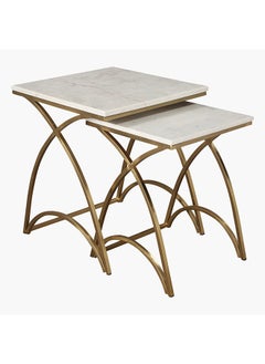 Home Box Rosalia 2-Piece Marble Top Nest Tables Set 51 x 60 x 51 cm  - Image 1