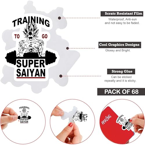 True Flair Trueflair Gym Vinyl Stickers Pack of 68, Random Designs, for Laptop, Journal, Bike Helmet, Diary, Guitar, Mobile, Waterproof, Self-Adhesive (Gym) - Image 5